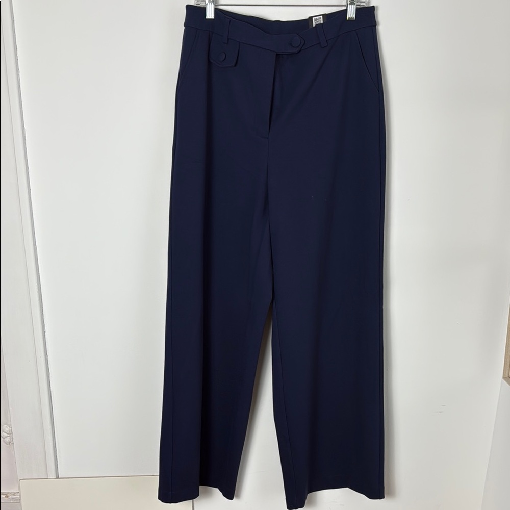 Rafaella Blue Dress Pants Straight-Leg High-Waisted